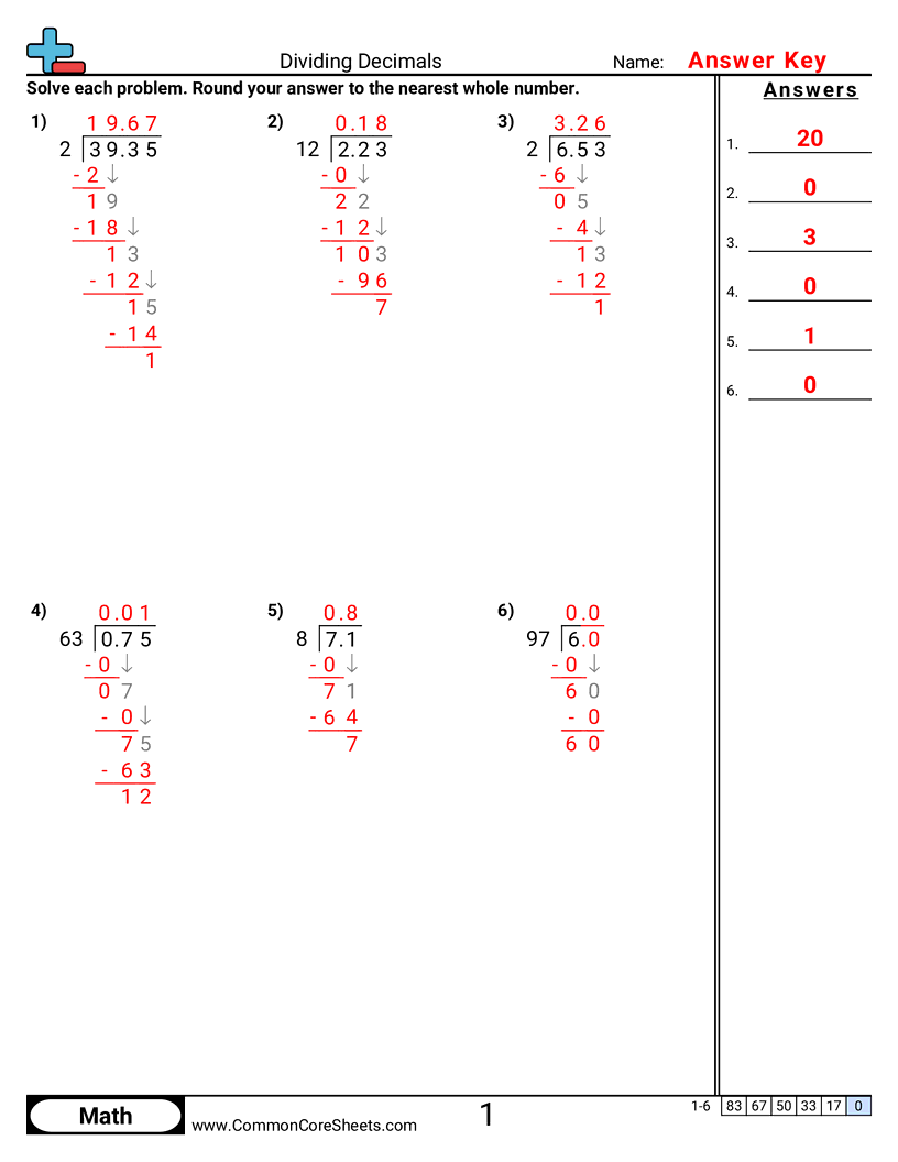 Free 5th Grade Decimal Worksheets Common Core Sheets