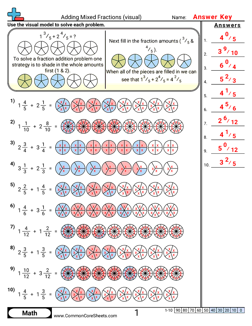 Free Adding Subtracting Fractions Worksheets Common Core Sheets