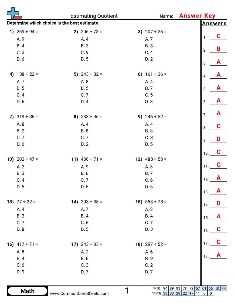 Free Division Worksheets Common Core Sheets