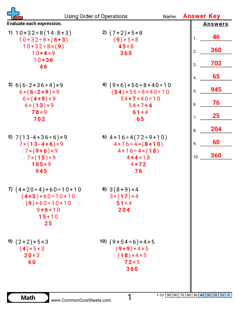 Free Order Of Operations Worksheets Common Core Sheets Free Order Of Operations Worksheets Common Core Sheets
