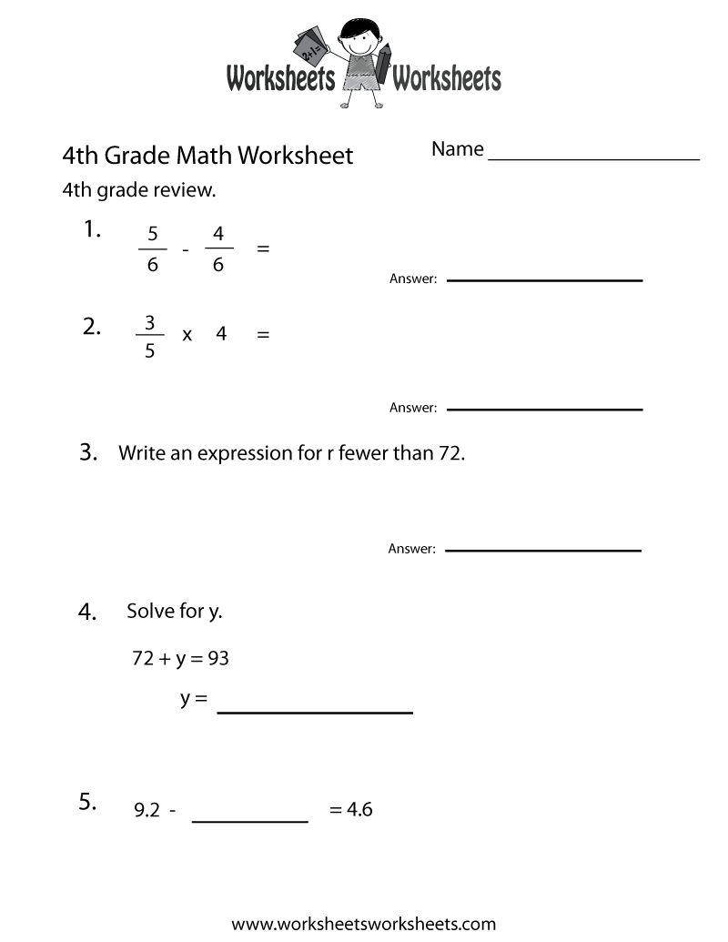 4th math worksheets pdf