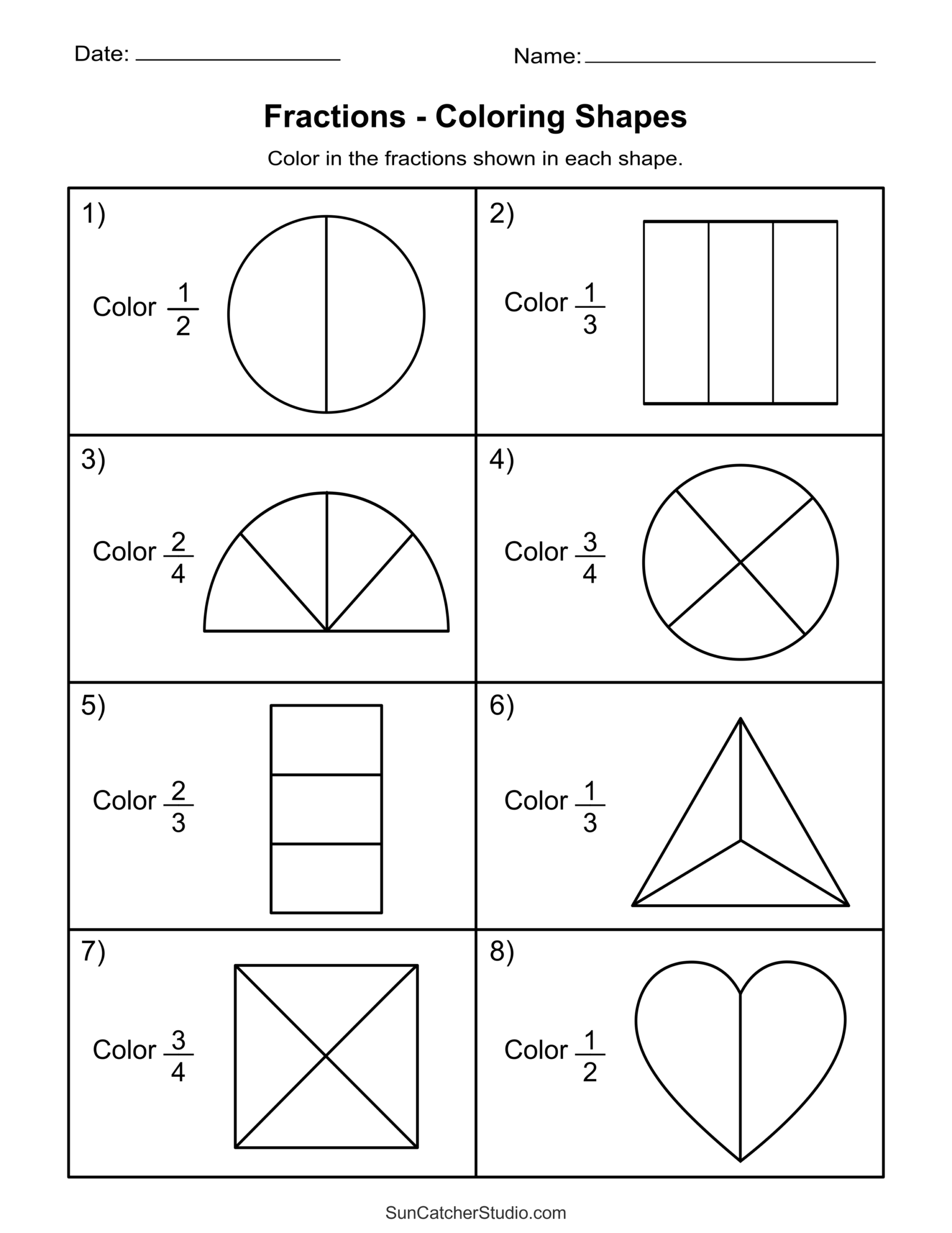 Free Printable Fractions Worksheets Comparing Identifying Free Printables Lettering SVG Files Tools Apps