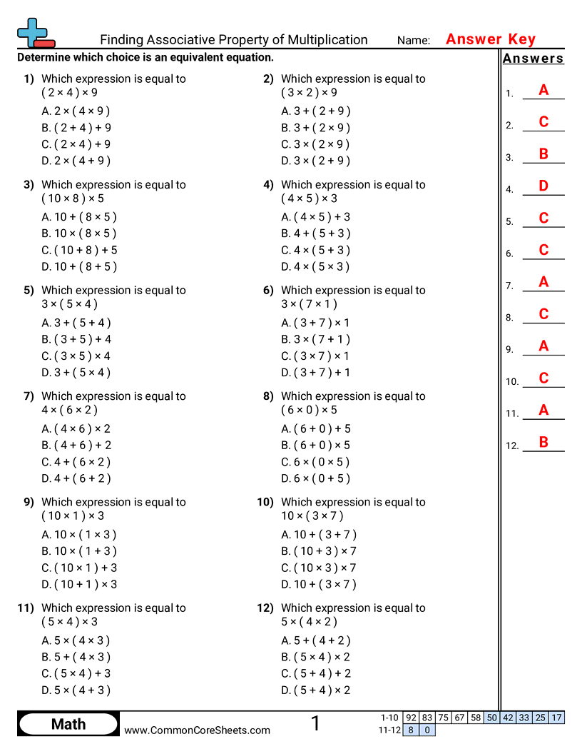 Free Properties Worksheets Common Core Sheets