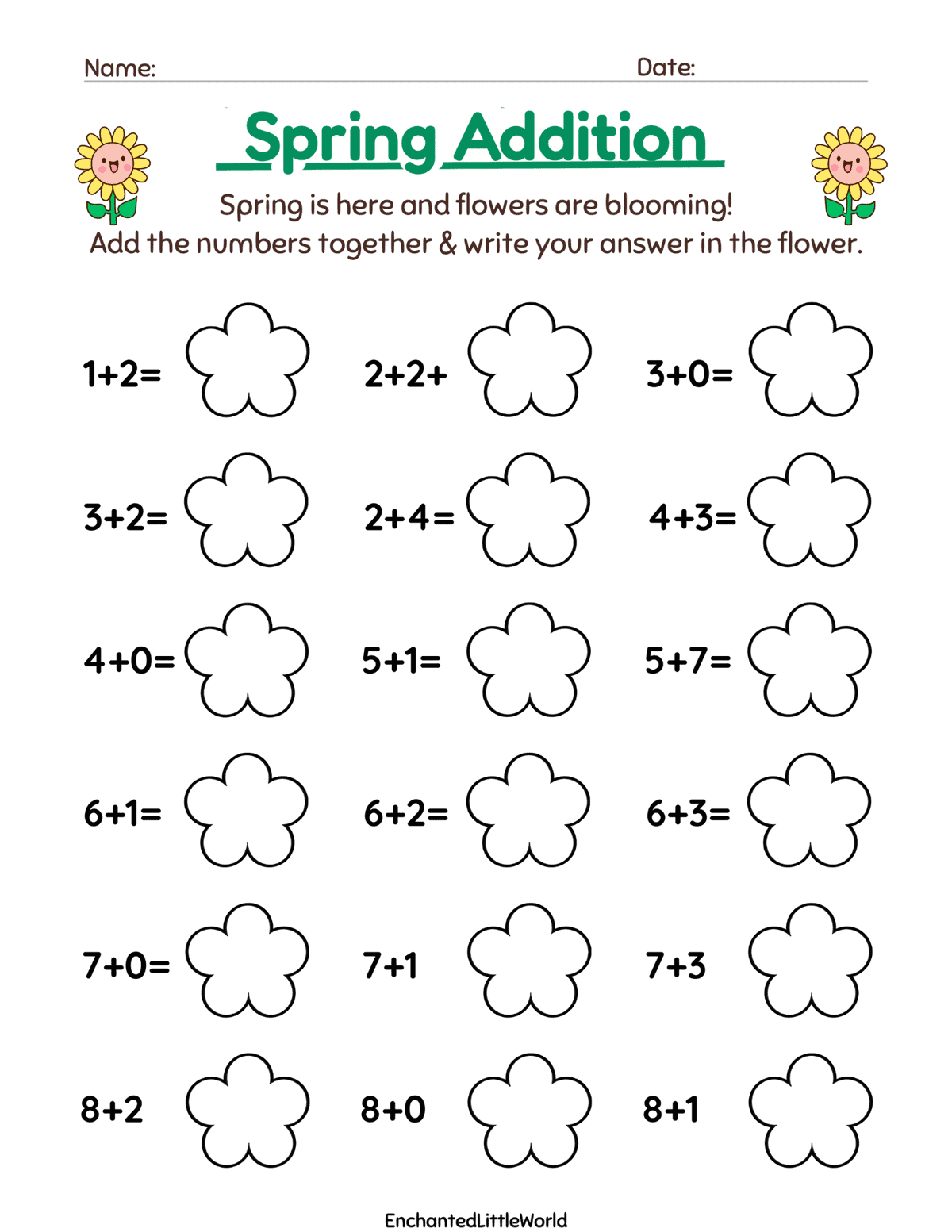 spring math worksheets