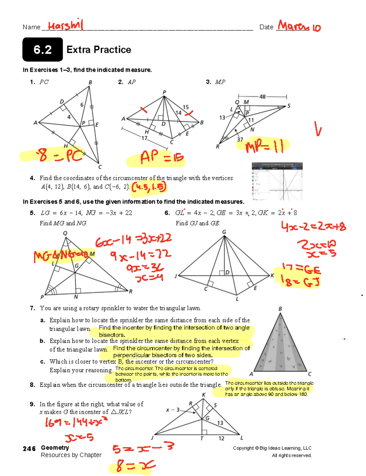 Geometry Worksheet Special Segments Of Triangles Unit 8 Day 7 Studocu