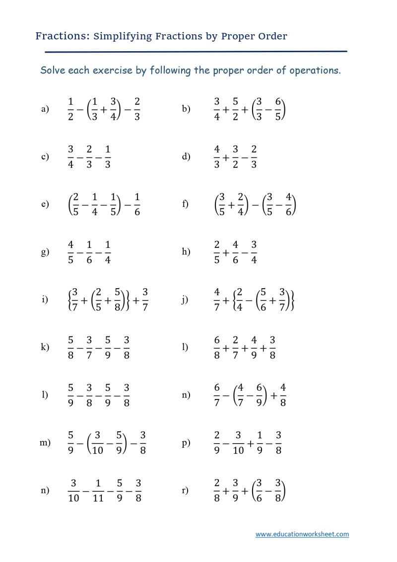 equations involving fractions worksheet