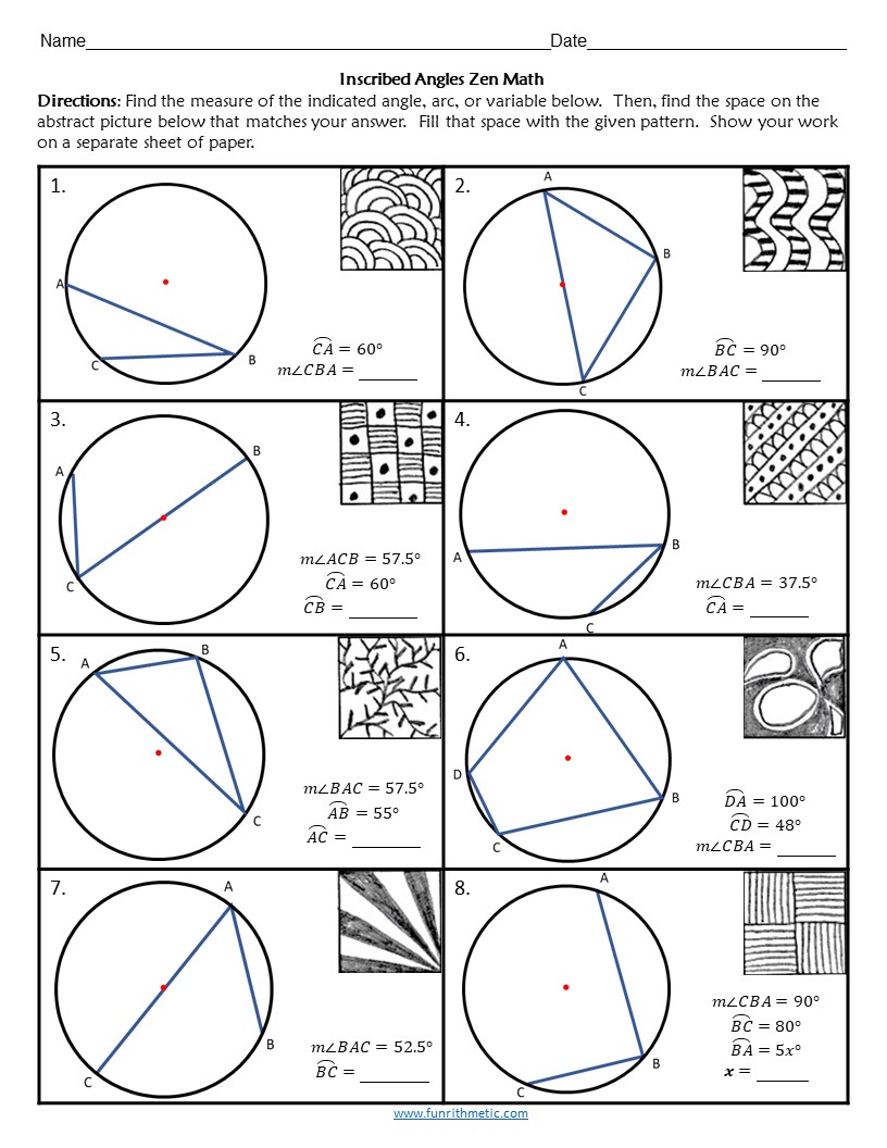 Inscribed Angles Zen Math Funrithmetic