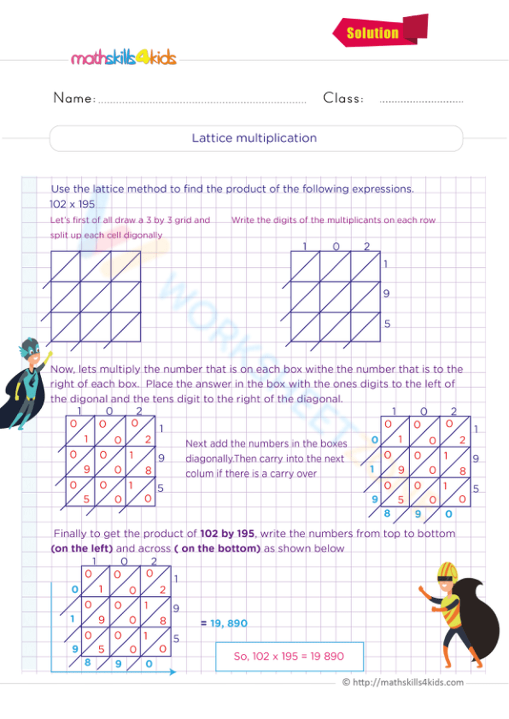 Lattice Method Multiplication Worksheet Printable Art Activities Lattice Method Multiplication Worksheet Printable Art Activities