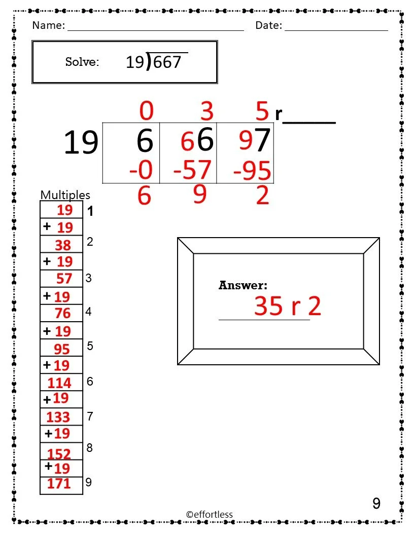 box method division worksheets box method division worksheets