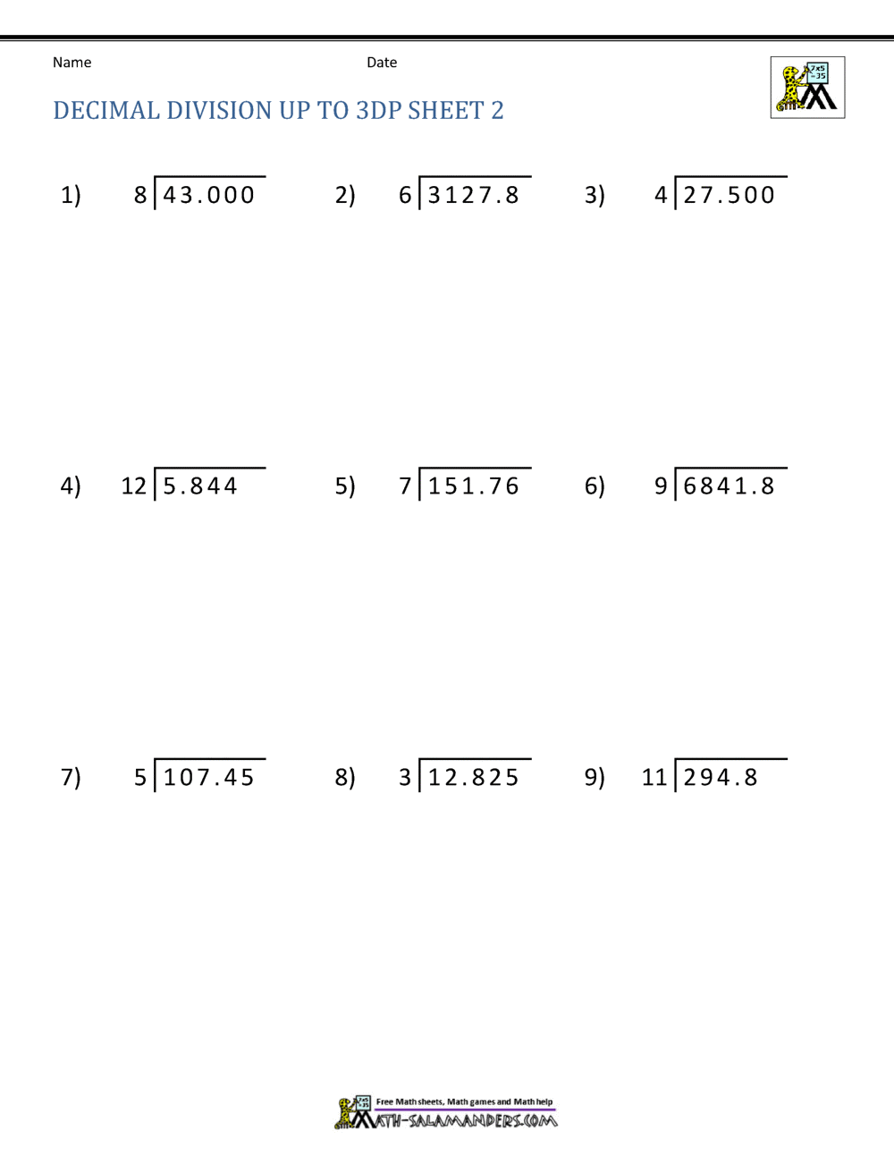 Long Division With Decimals