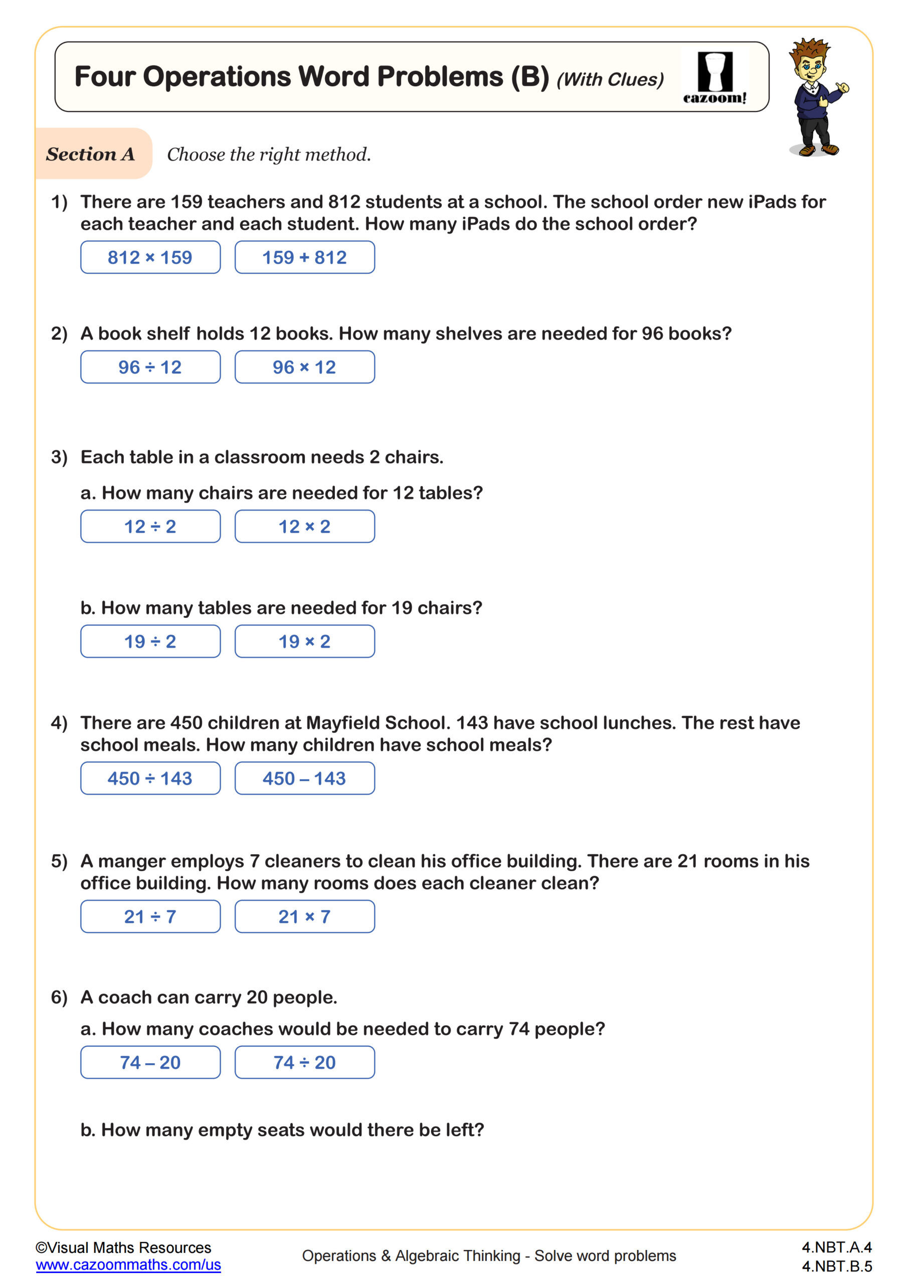 Math Word Problems Worksheets With Answers