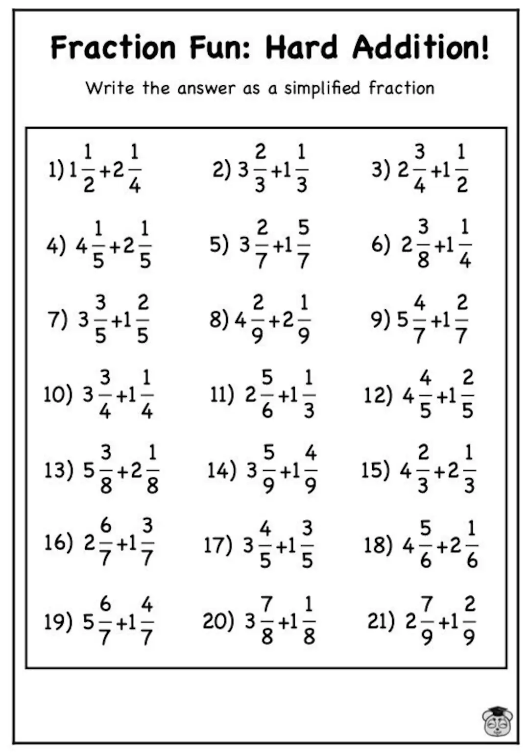 Mixed Fraction Addition Worksheets For Kids 7 11 Engaging Math Practice Primary School Learning Activities Homeschool Resources Etsy Israel