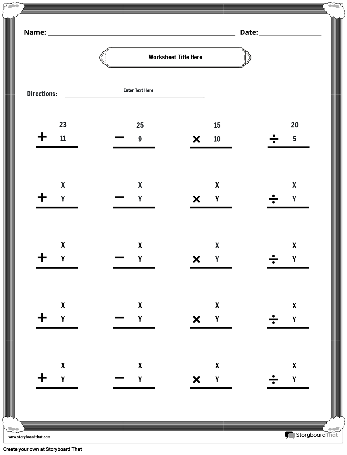 multiple operations worksheets