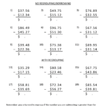 Money Subtraction Worksheet Page