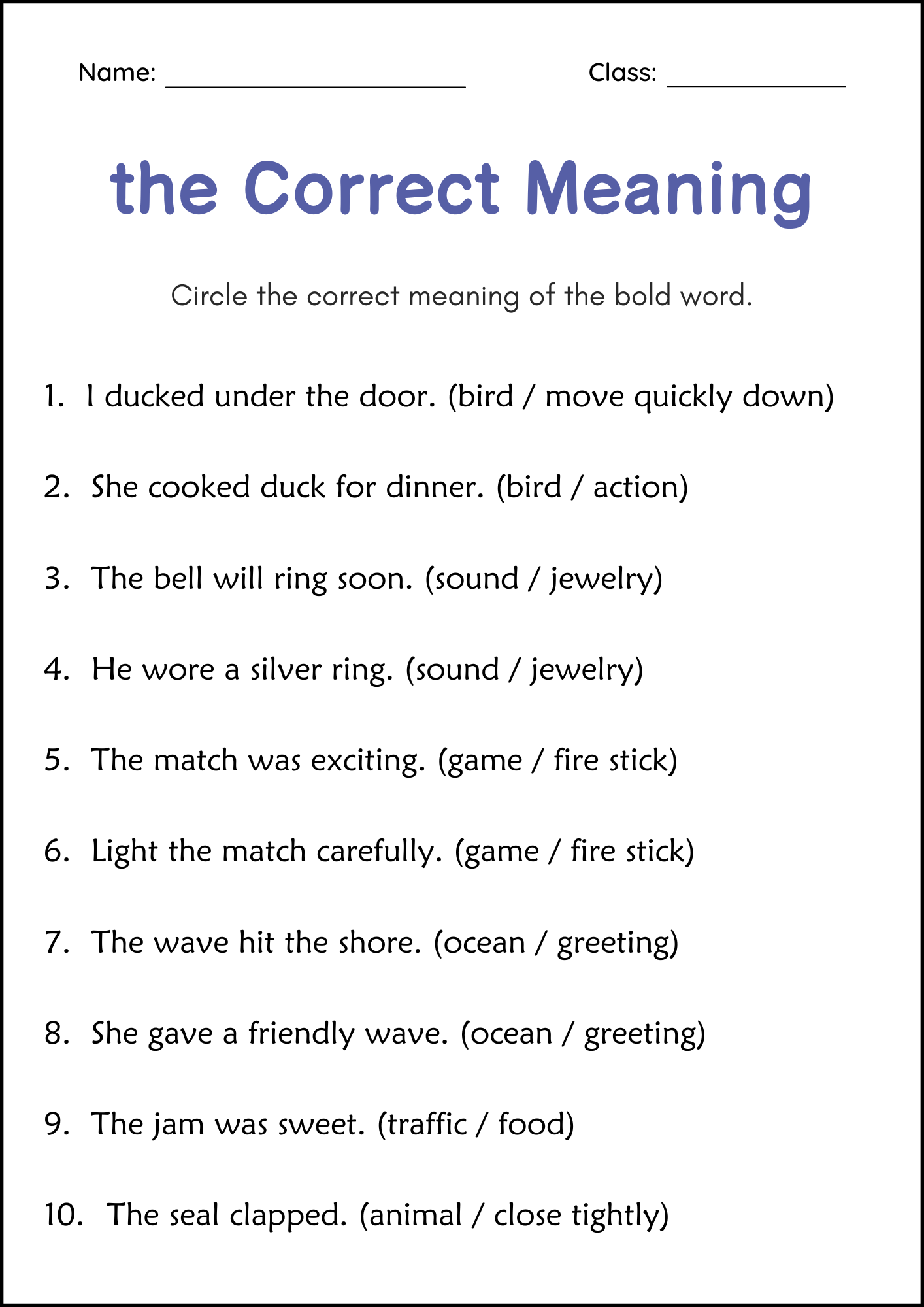 multiple meaning words worksheet multiple meaning words worksheet