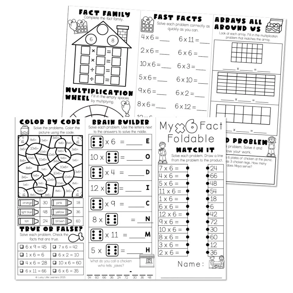 Multiplication Fact Fluency Brochure Fact Foldable Multiply 6 Lucky Little Learners