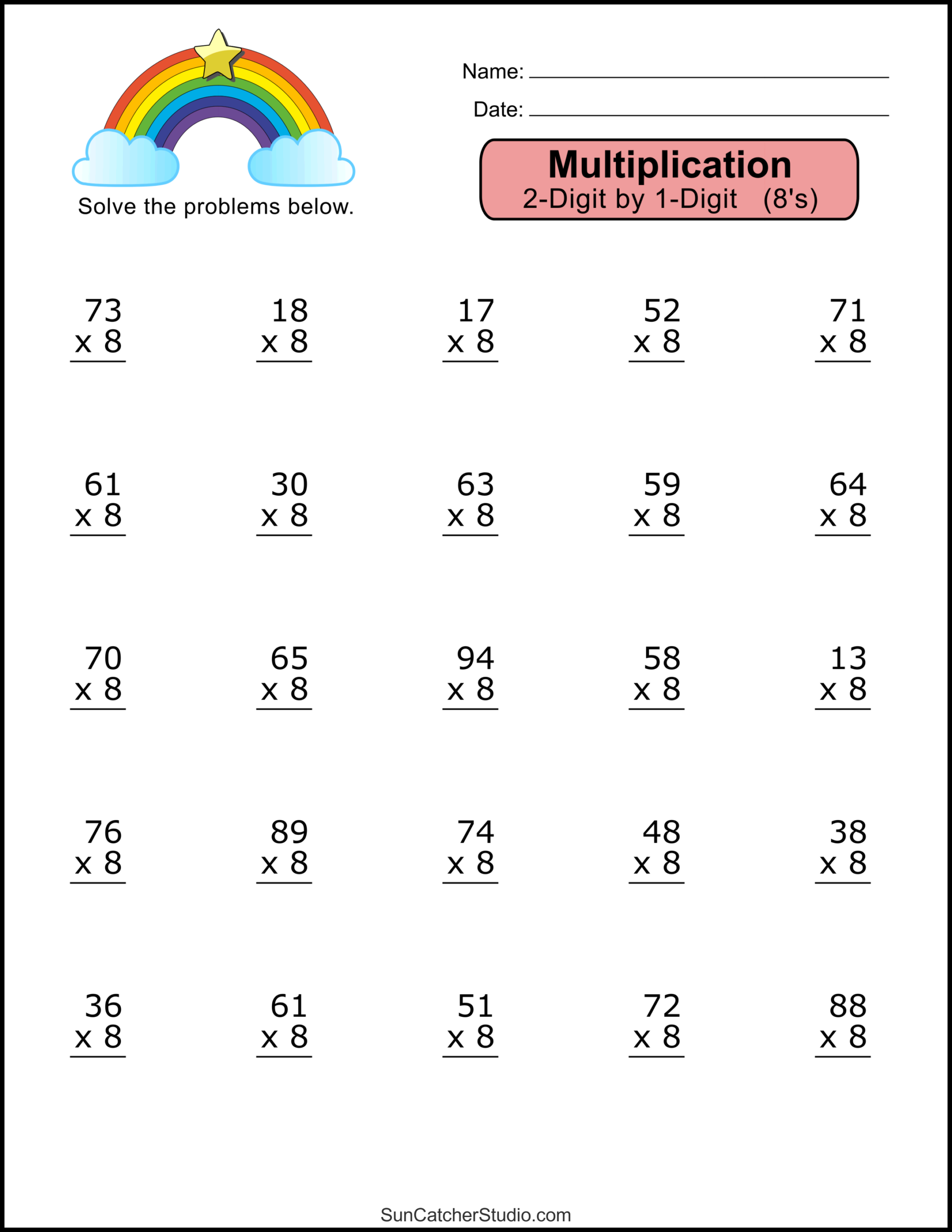 two digit multiplication worksheets pdf