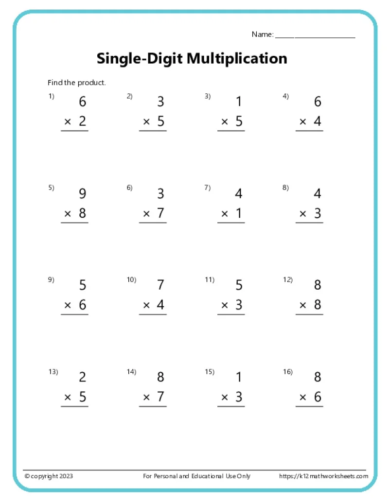Multiplication Worksheets K12 Math Worksheets Multiplication Worksheets K12 Math Worksheets