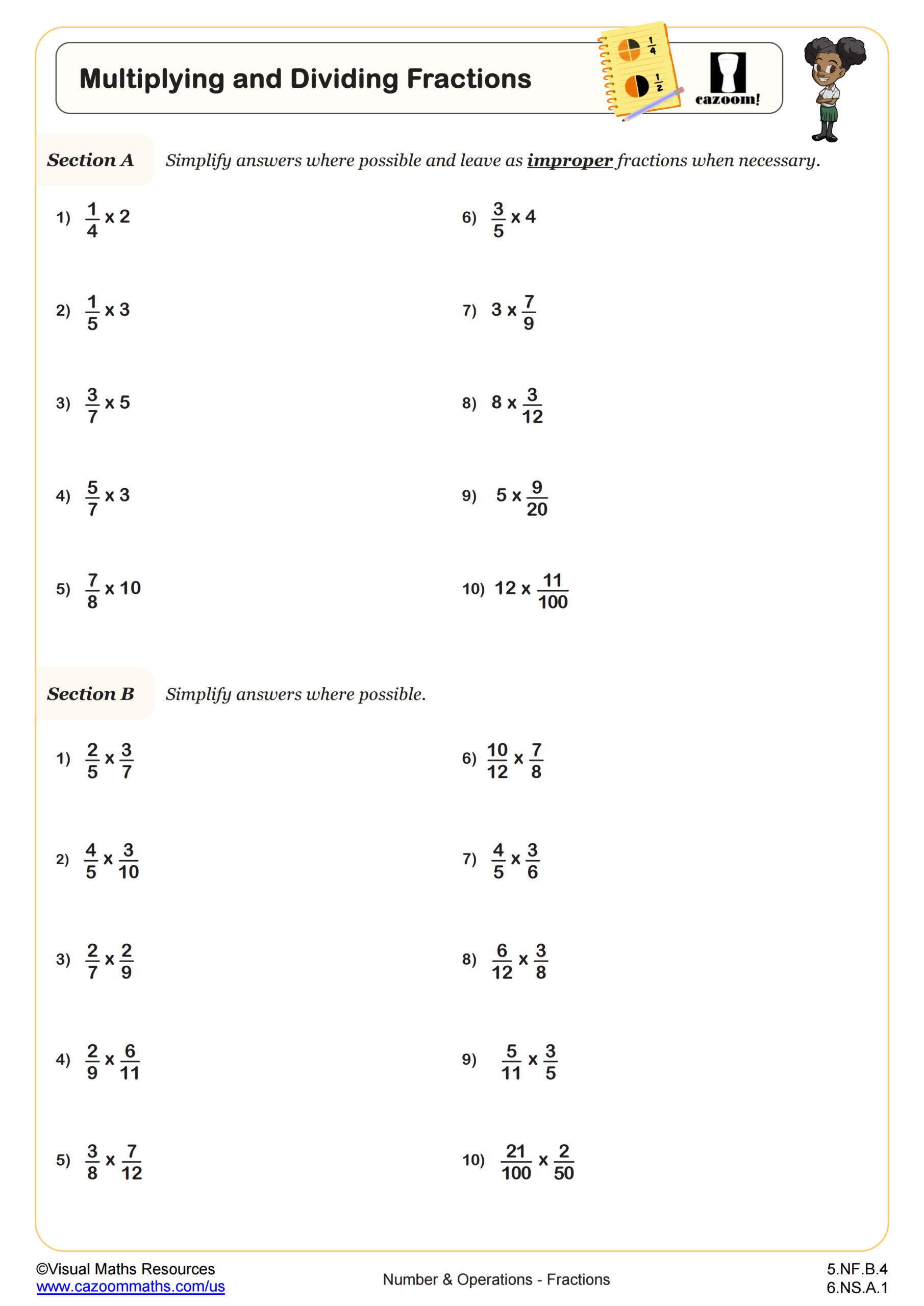 Multiplying And Dividing Fractions Worksheet 5th Grade PDF Worksheets