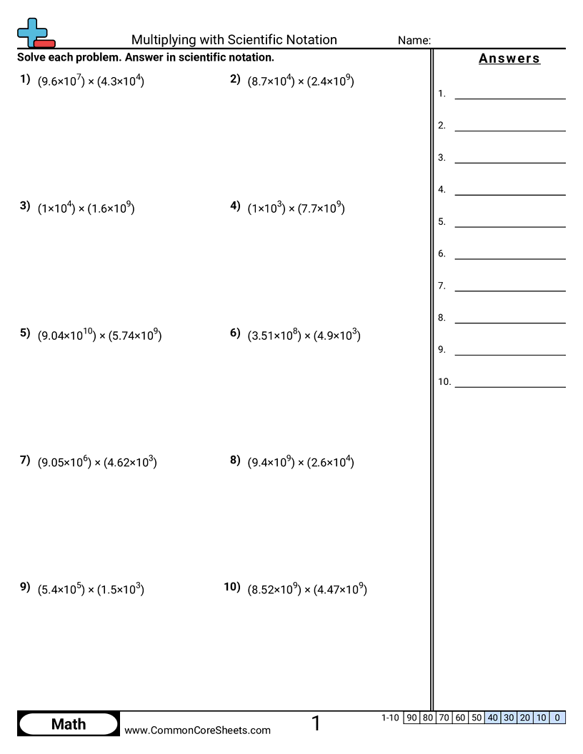 Multiplying With Scientific Notation Worksheet Download