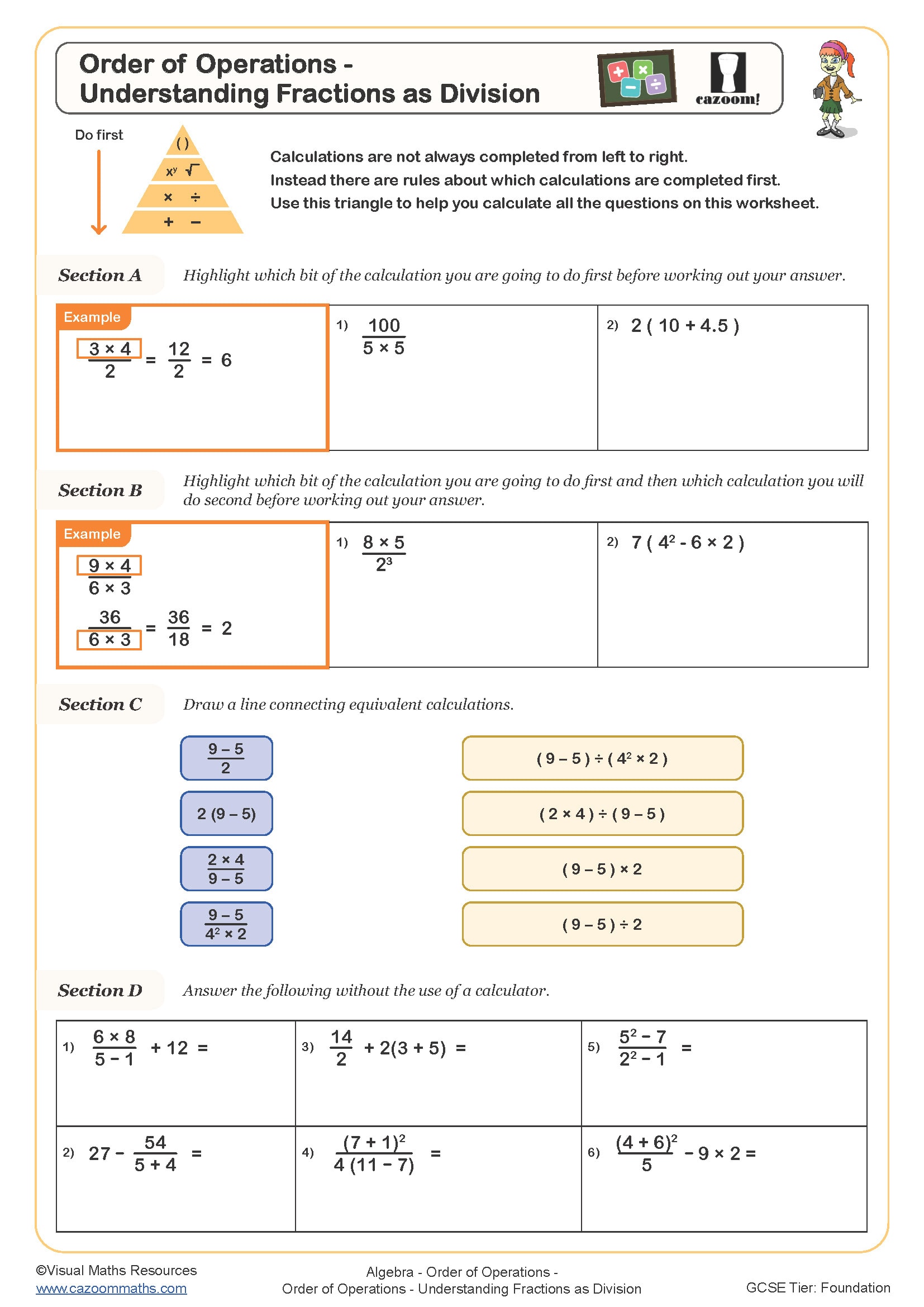 Order Of Operations Understanding Fractions As Division Worksheet Printable PDF Worksheets Order Of Operations Understanding Fractions As Division Worksheet Printable PDF Worksheets