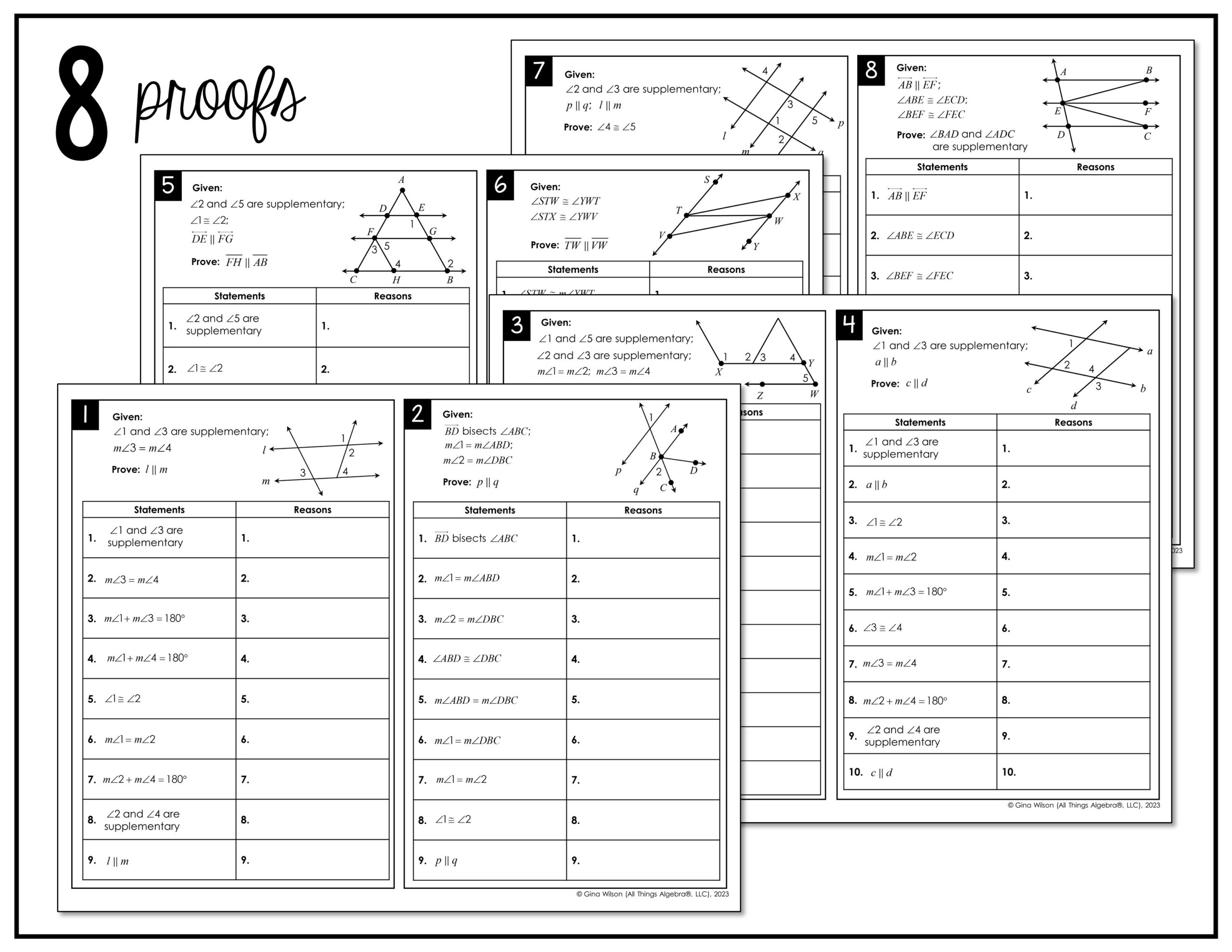 Parallel Line Proofs Peel Stick Activity All Things Algebra Parallel Line Proofs Peel Stick Activity All Things Algebra