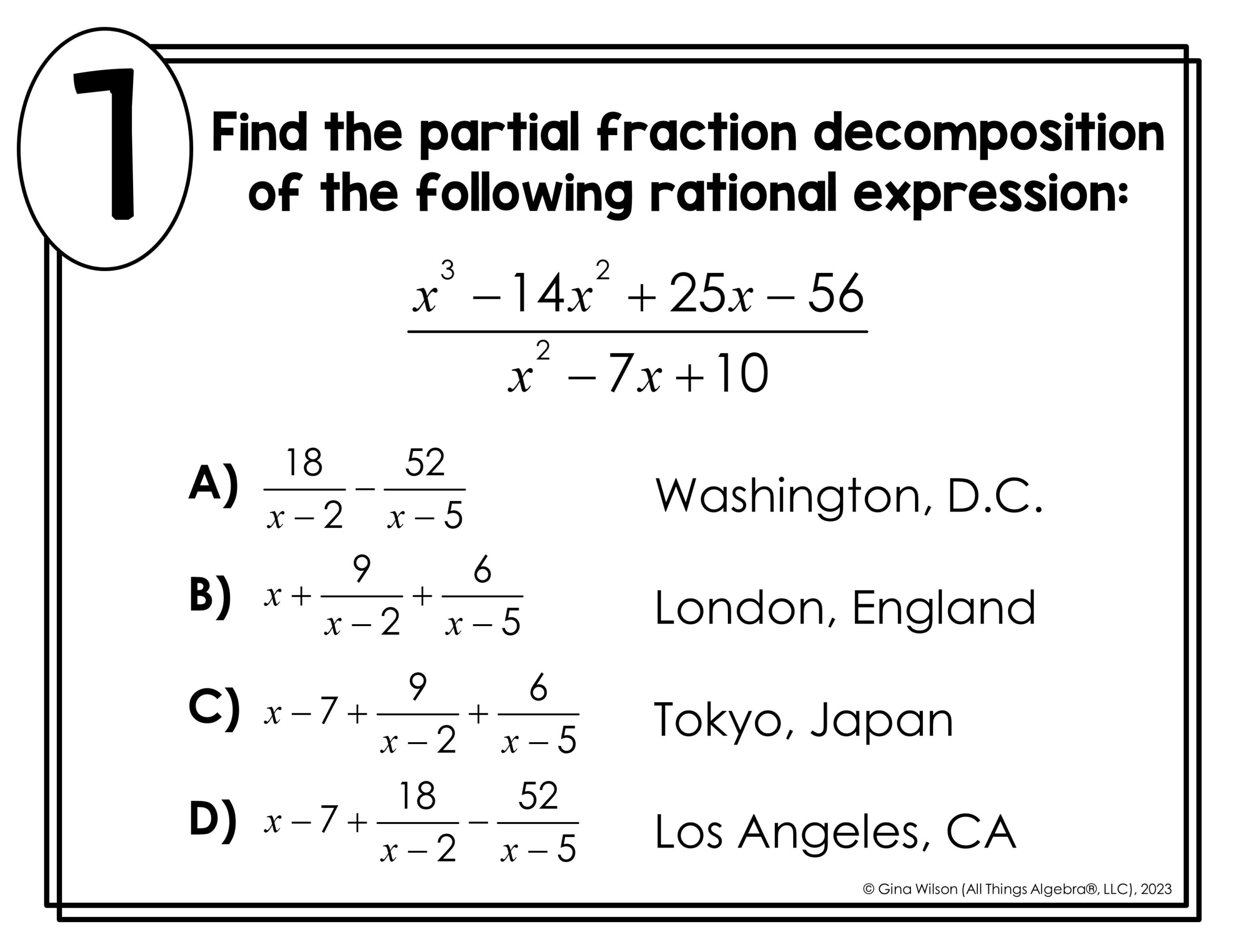 Partial Fraction Decomposition Math Lib Activity All Things Algebra