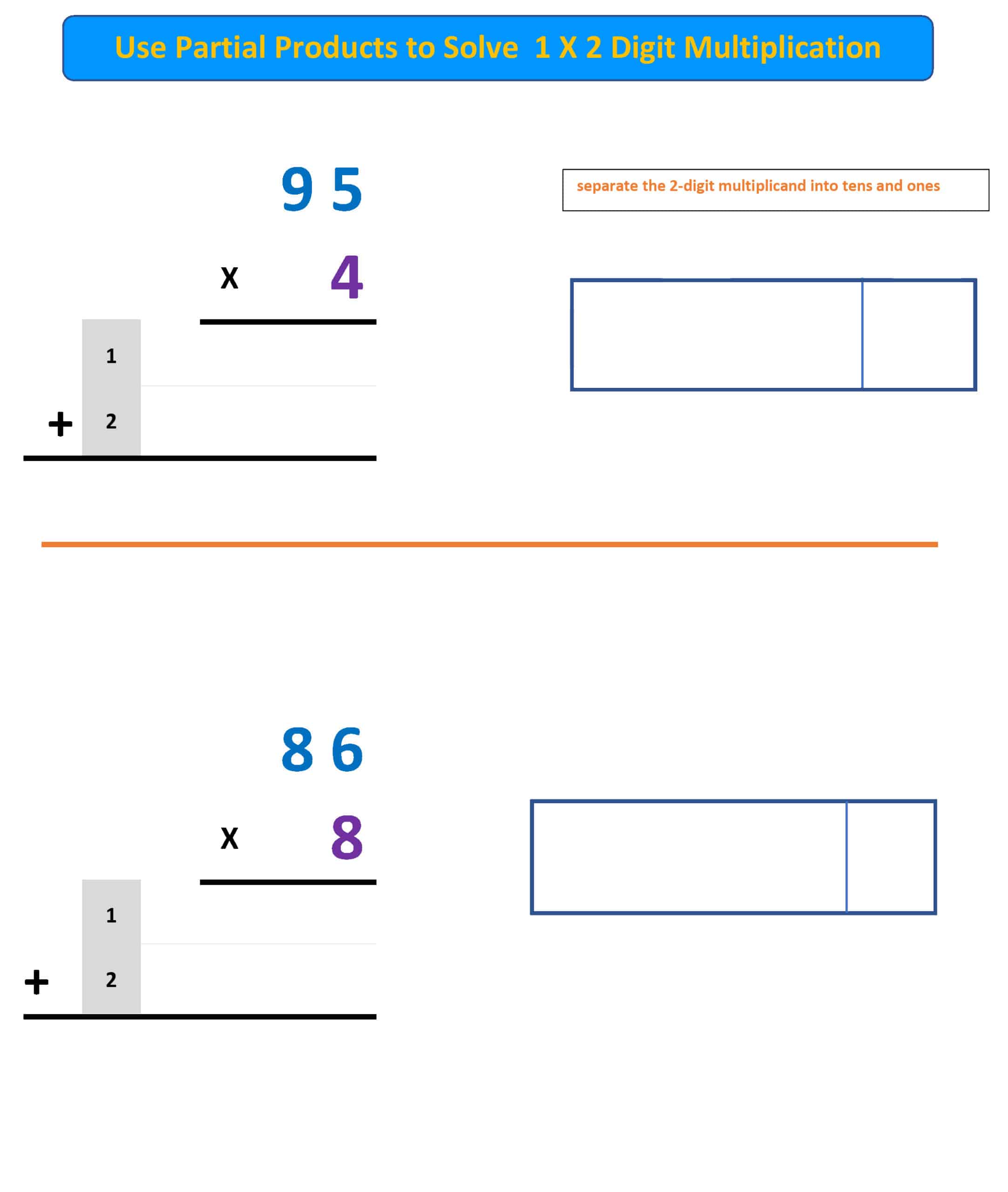 partial products 1 x 2 worksheet 3 mr r s world of math