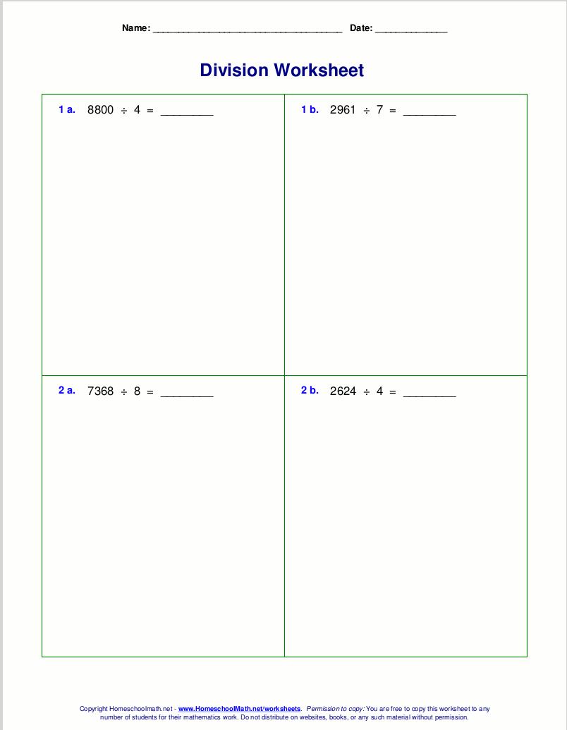 Partial Quotients area Model Worksheets Library