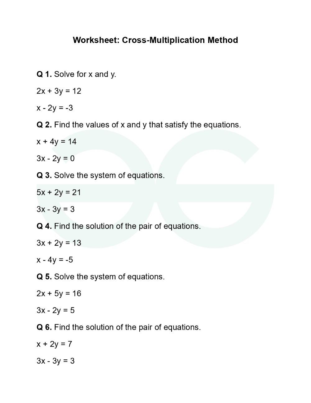 practice questions on cross multiplication method geeksforgeeks practice questions on cross multiplication method geeksforgeeks