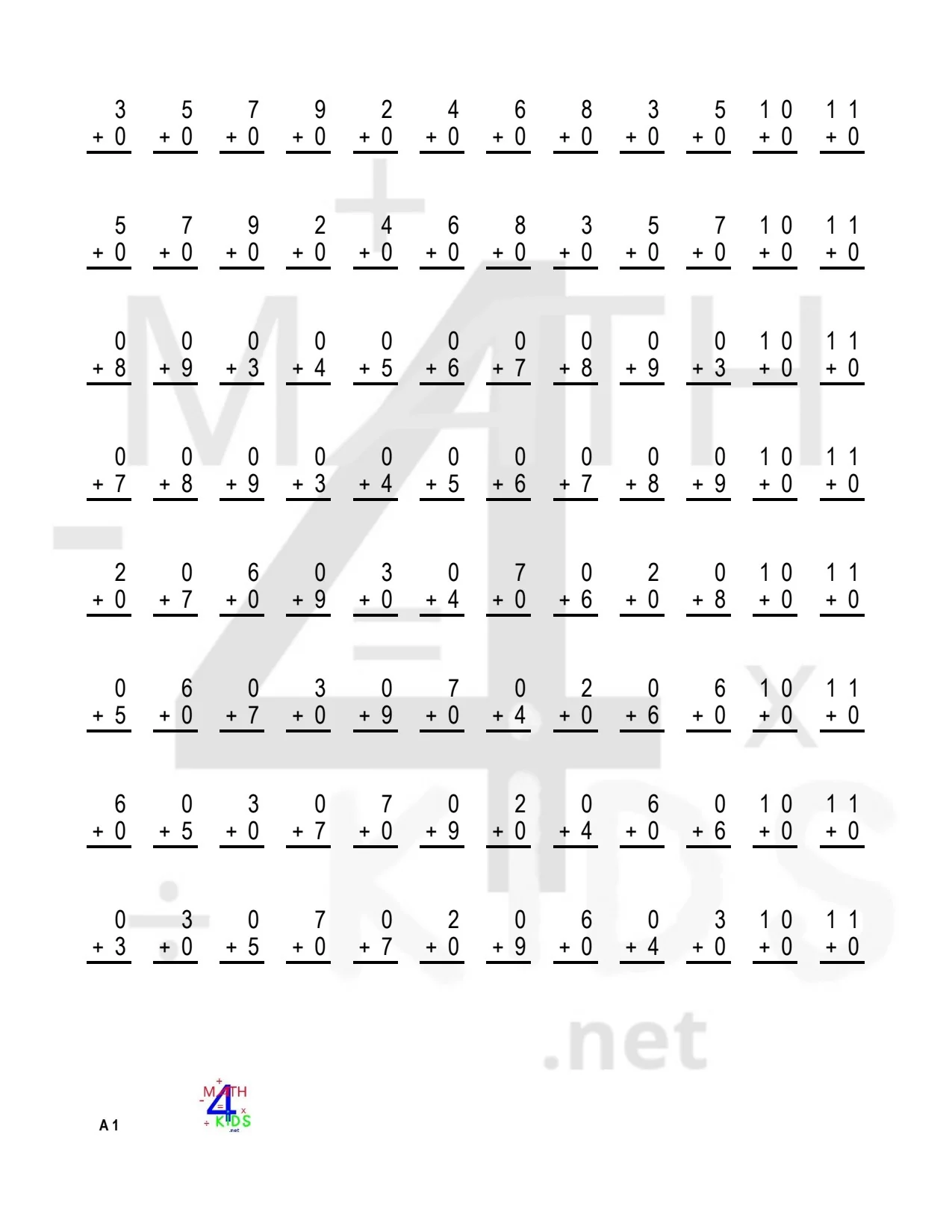 free addition worksheets