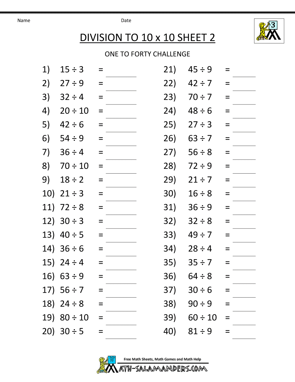 Printable Division Worksheets 3rd 4th Grade Printable Division Worksheets 3rd 4th Grade