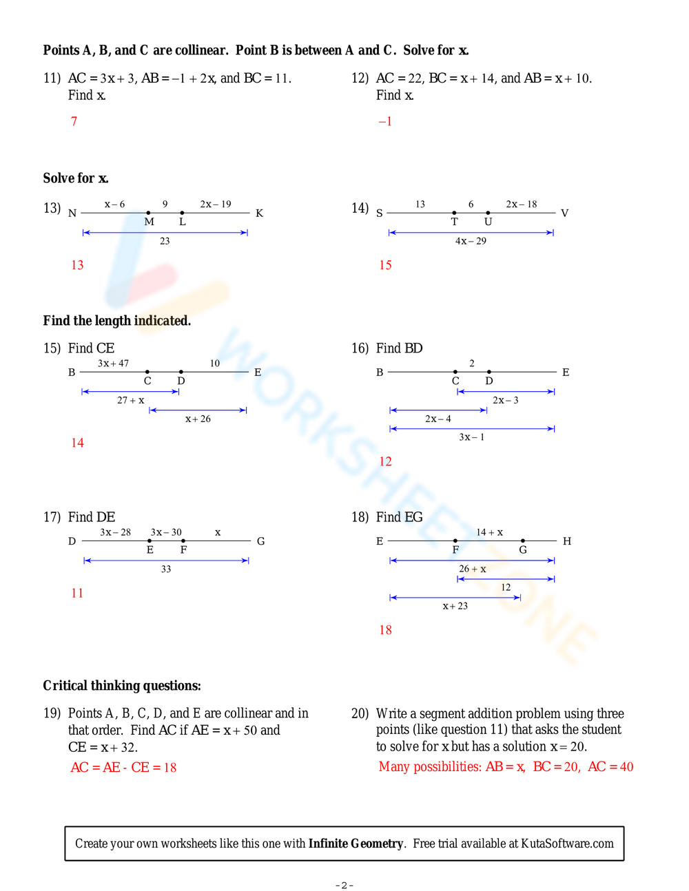 Printable Grade 9 Segment Addition Postulate Worksheets Printable Grade 9 Segment Addition Postulate Worksheets
