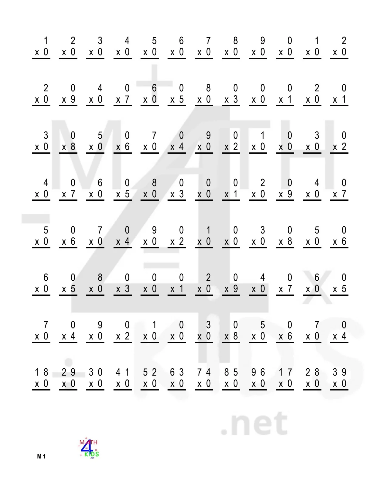 Printable Multiplication Worksheets Math4Kids
