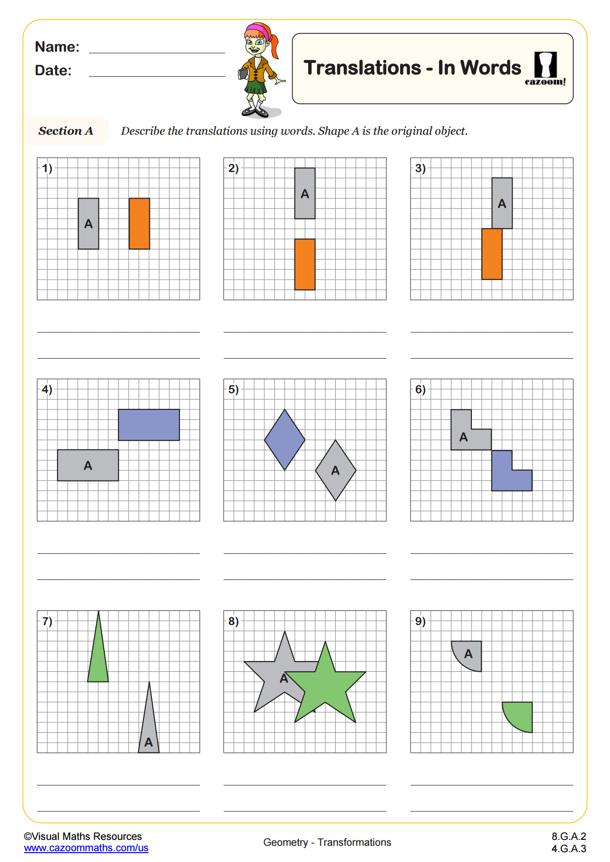 Rotations A Worksheet PDF Printable Geometry Worksheet
