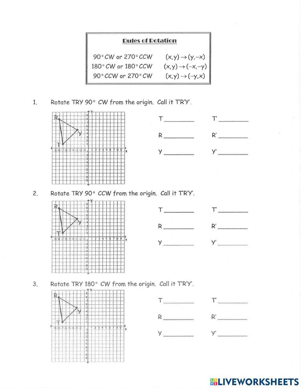 rotation math worksheet