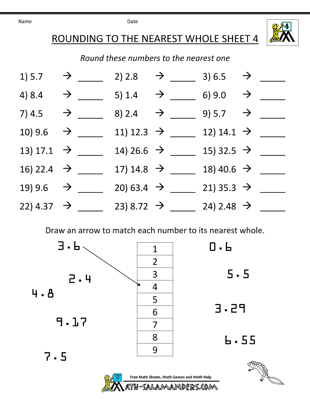 rounding decimals worksheet