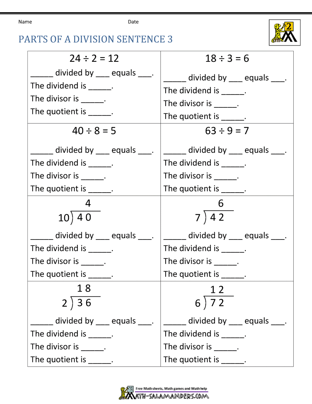 Second Grade Division Worksheets Second Grade Division Worksheets