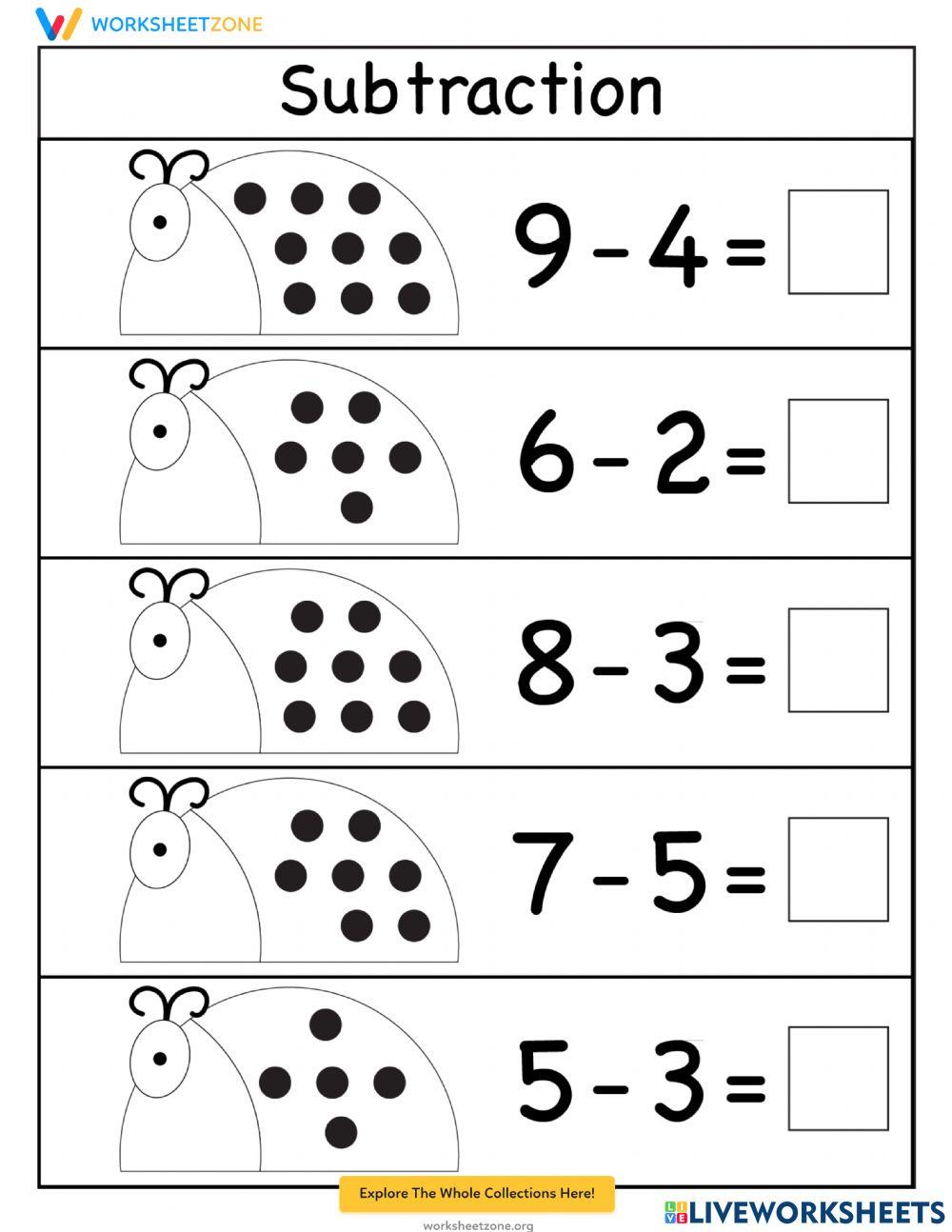 subtraction within 10 worksheet subtraction within 10 worksheet
