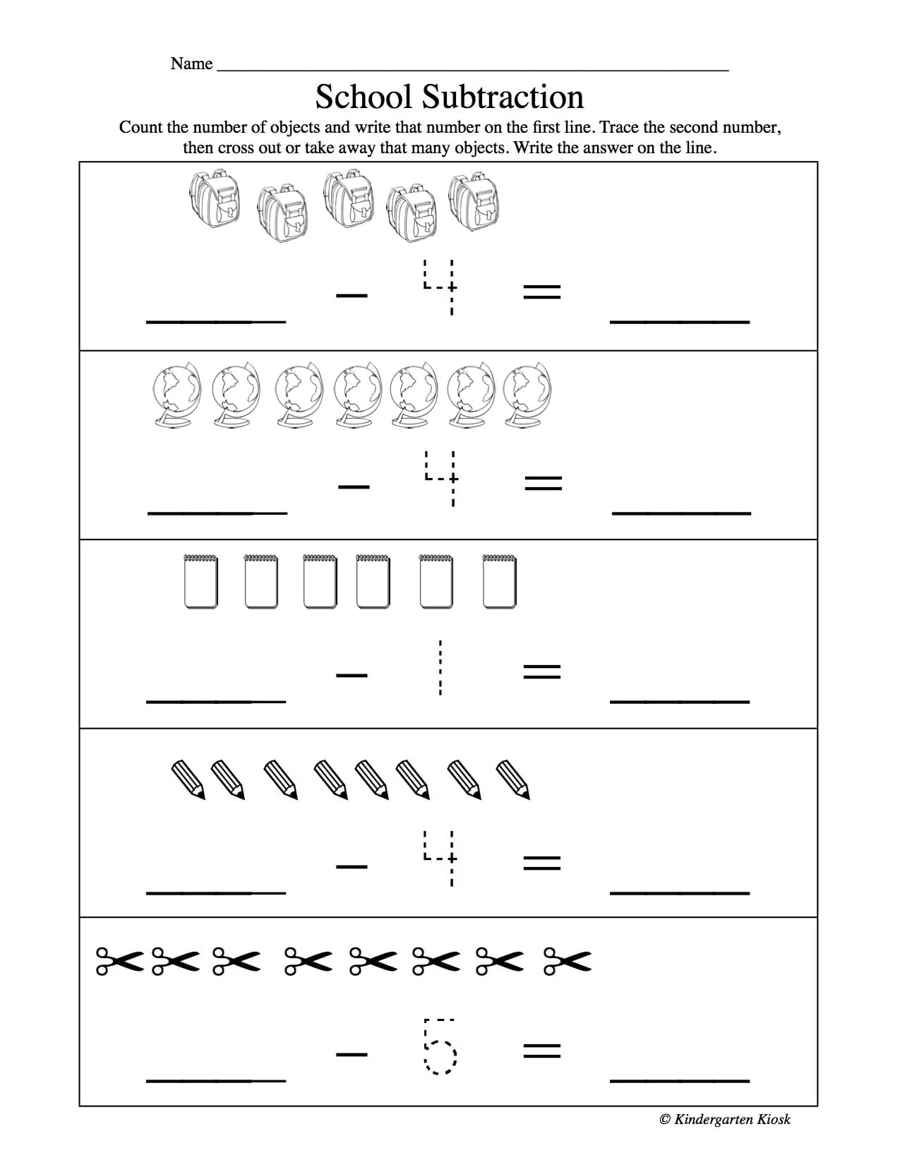 Subtraction Worksheets For Kindergarten Kindergarten Kiosk Subtraction Worksheets For Kindergarten Kindergarten Kiosk