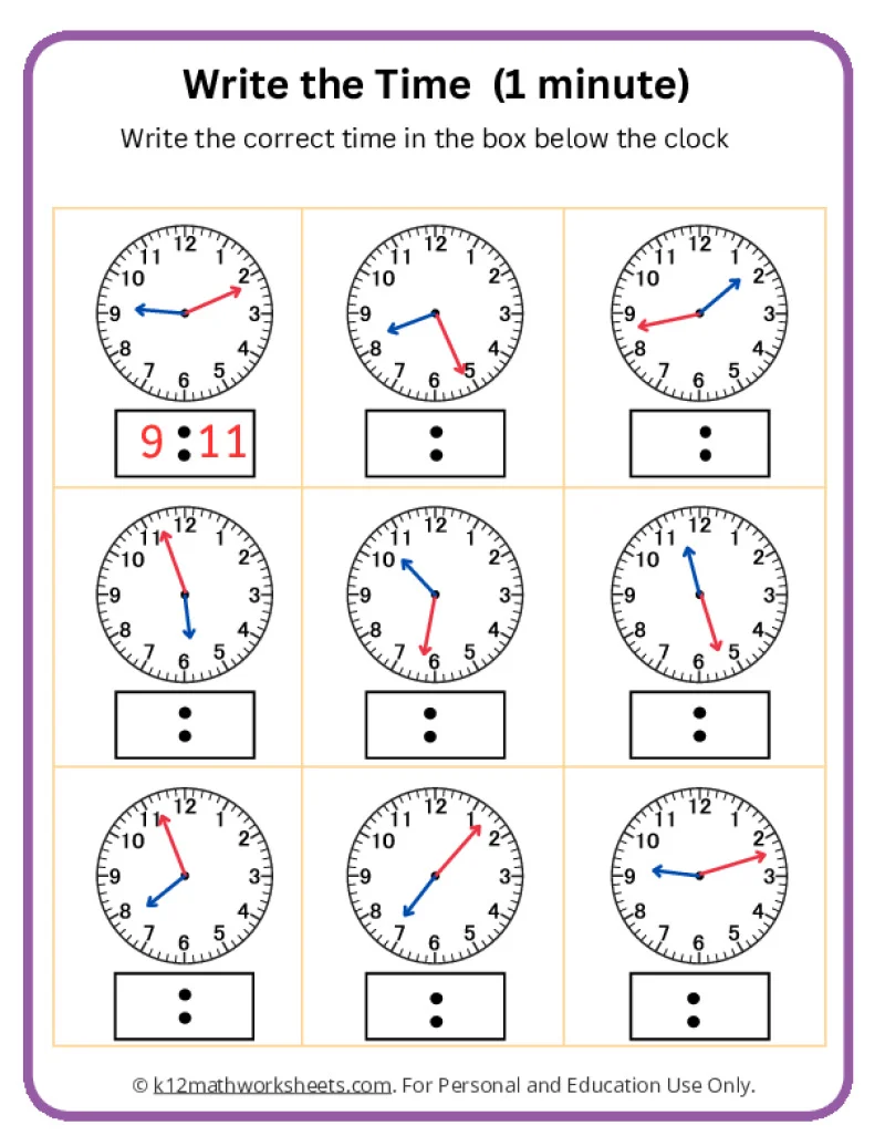 Telling Time Worksheets