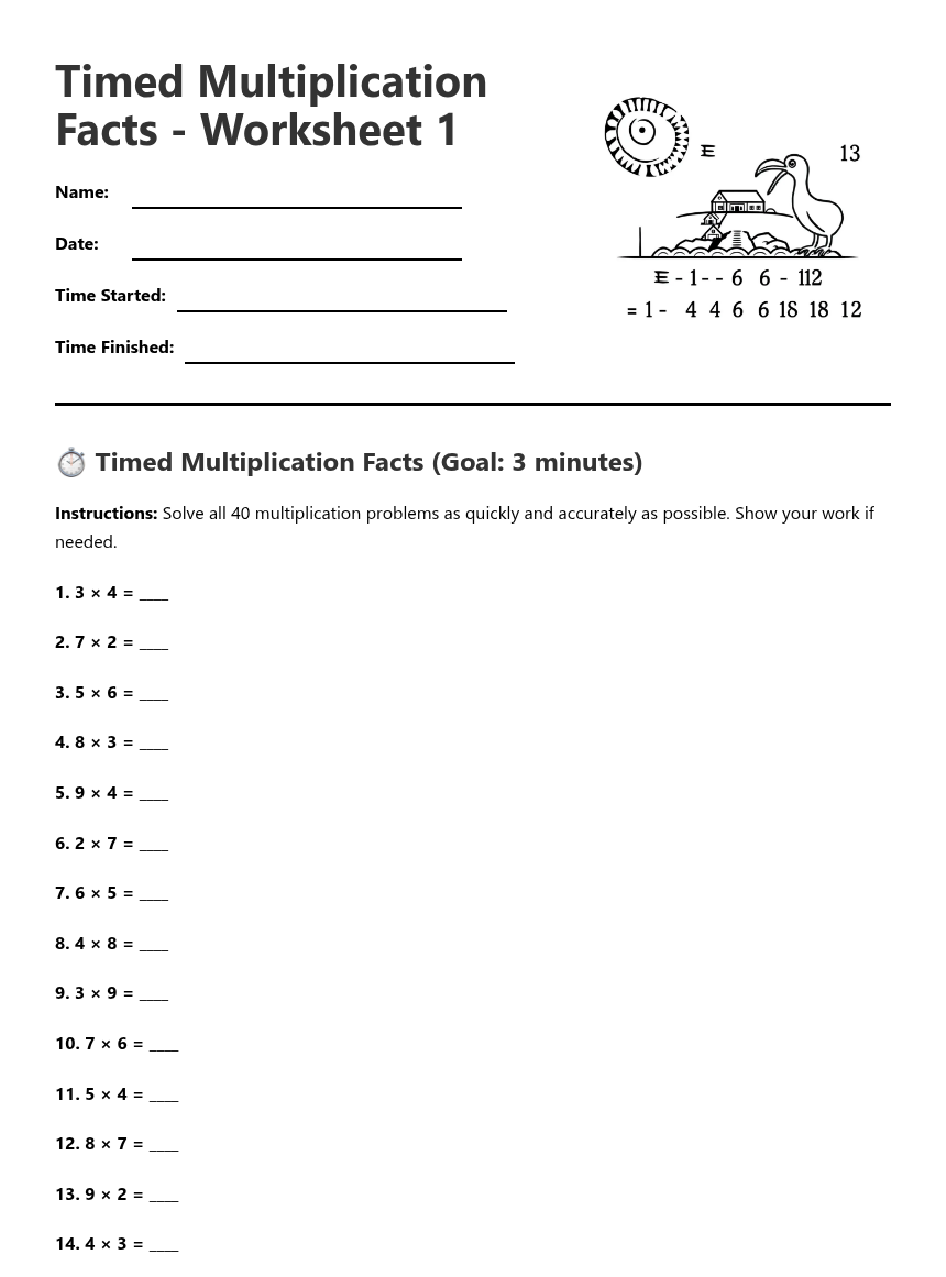 timed multiplication worksheets timed multiplication worksheets