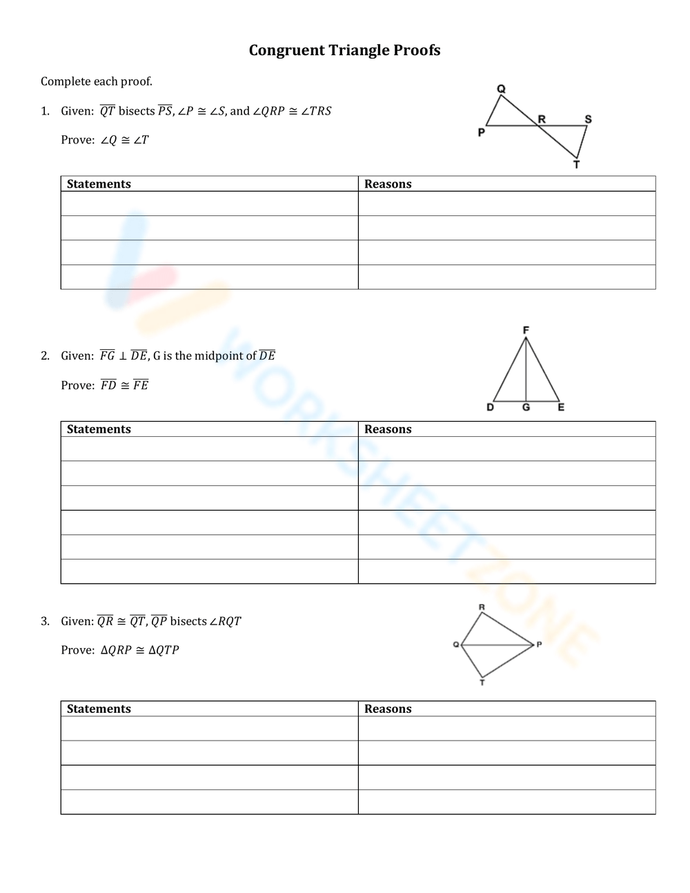 Triangle Congruence Proofs Worksheets Geometry Help