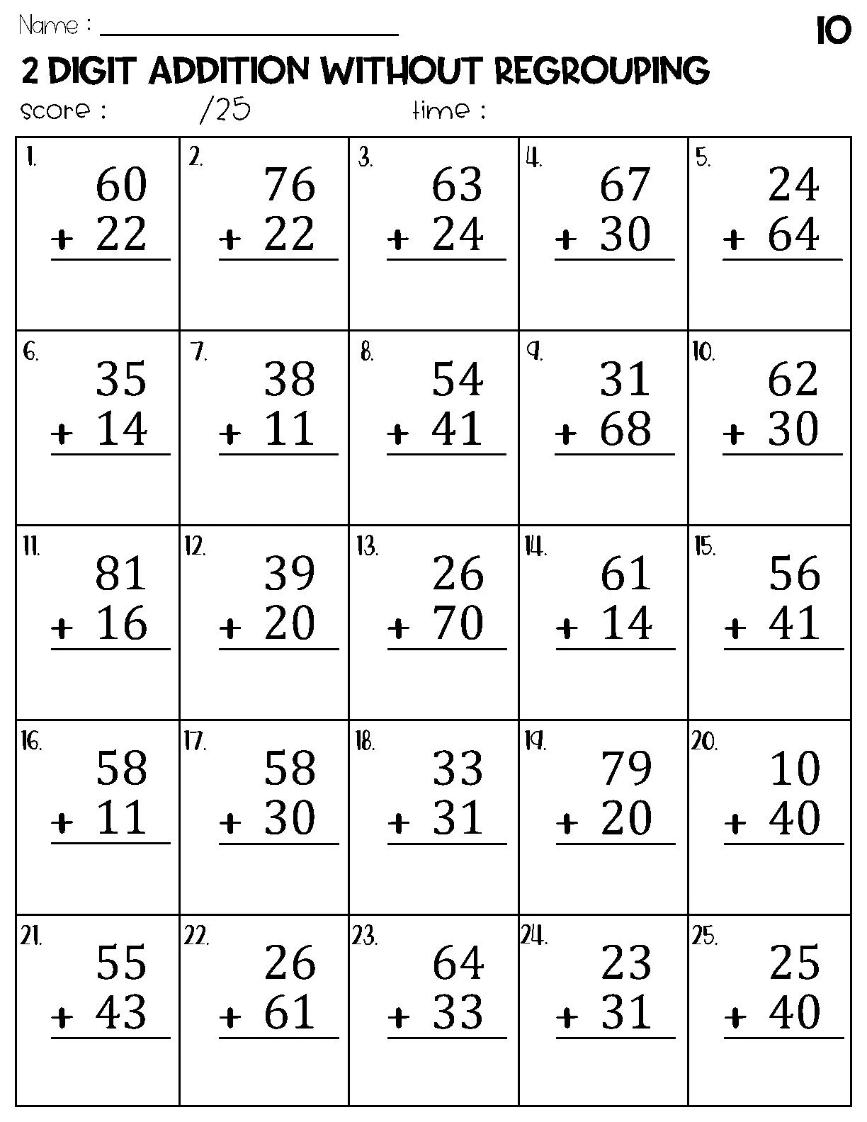 Two Digit Addition Without Regrouping Worksheets Etsy Two Digit Addition Without Regrouping Worksheets Etsy