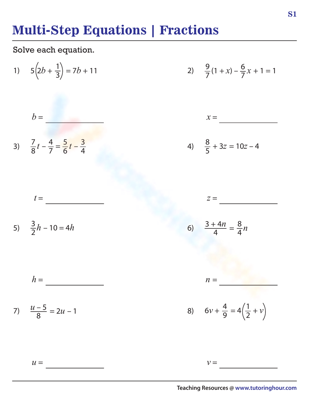 Two Step Equation Worksheets Worksheets Library