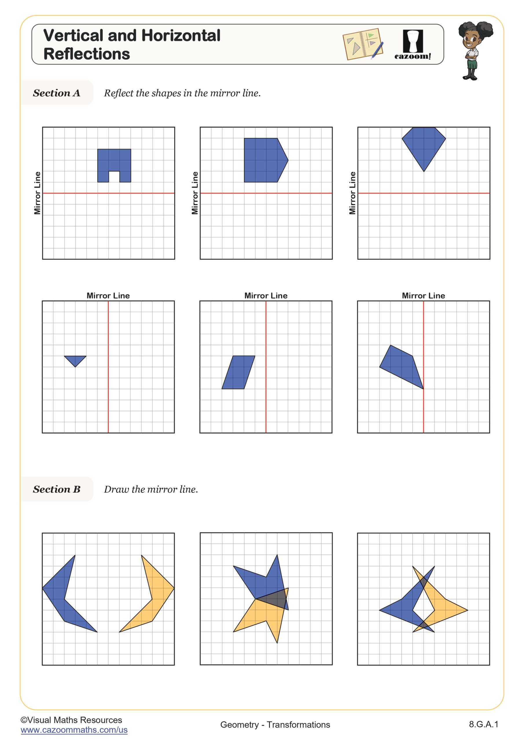 Vertical And Horizontal Reflections Worksheet Fun And Engaging 8th Grade PDF Worksheets Vertical And Horizontal Reflections Worksheet Fun And Engaging 8th Grade PDF Worksheets