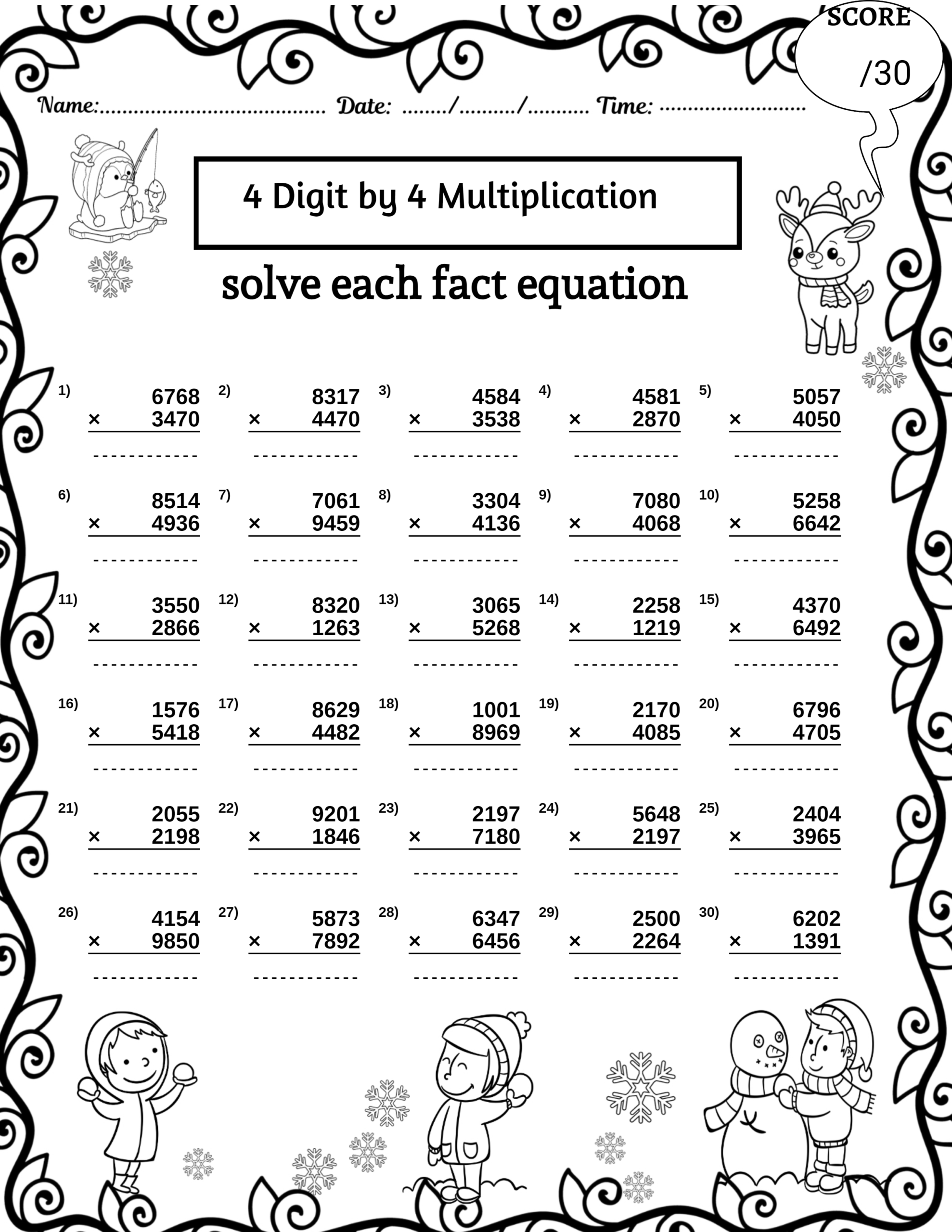 Winter 4 Digit By 4 Digit Multiplication Worksheets Missing Numbers Worksheets Made By Teachers Winter 4 Digit By 4 Digit Multiplication Worksheets Missing Numbers Worksheets Made By Teachers